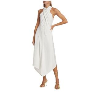 A.L.C. Quinn Dress White Halter Twist Midi Dress